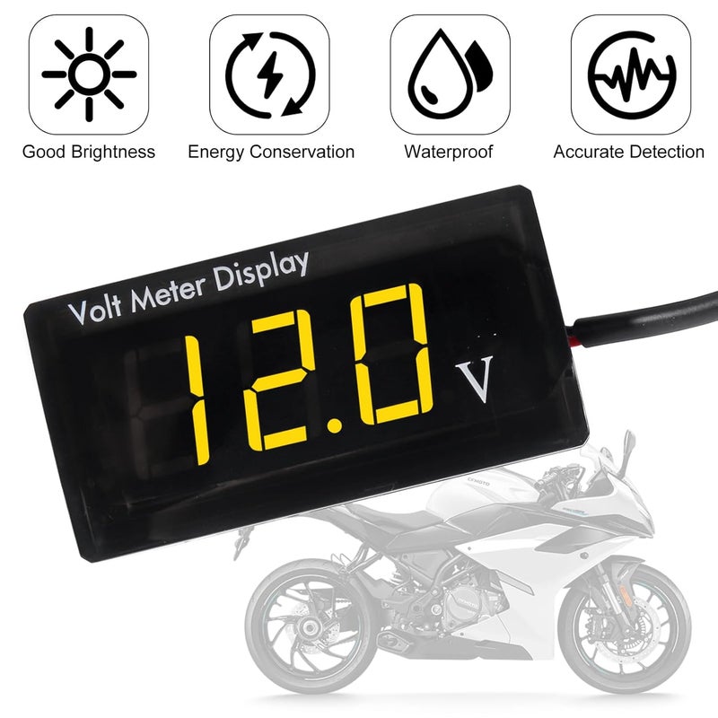 XIITIA DC 12V Car Digital Voltmeter LED Display DC 5-28V Voltage Volt Meter Waterproof Gauge for Car Motorcycle (Yellow) - Image 5